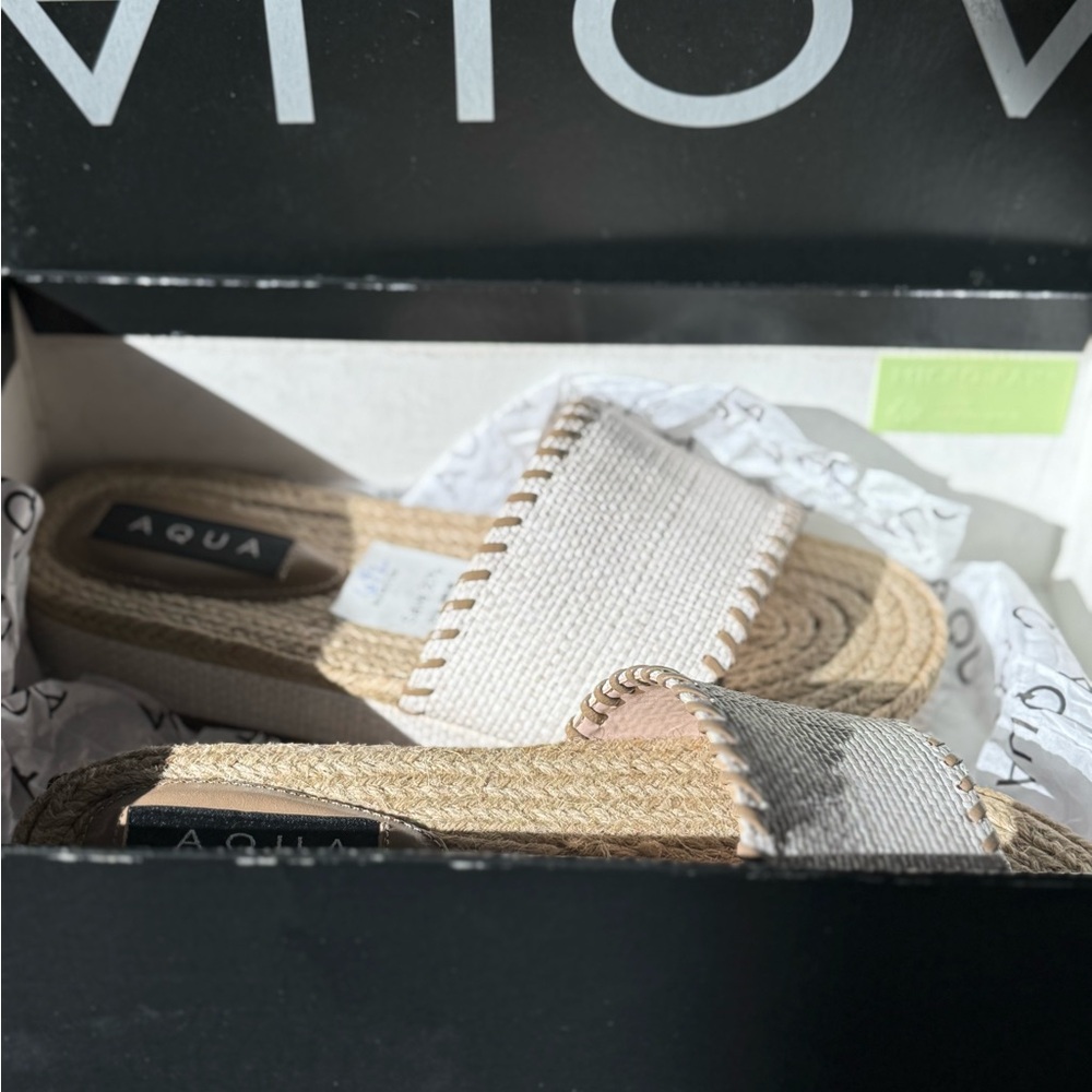 AQUA Espadrille Slide Sandals – Neutral Beige